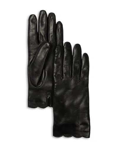 Carolyn Rowan Accessories Scalloped Nappa Leather Gloves In Black