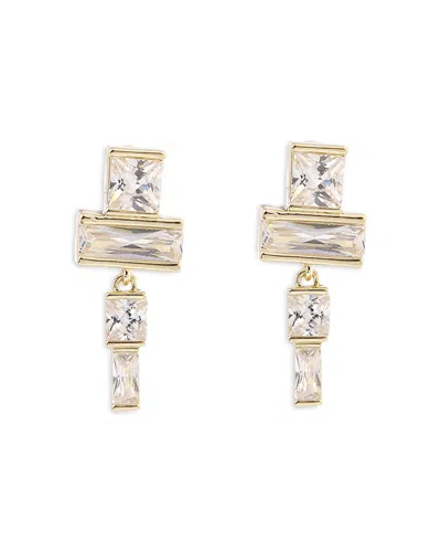 Aqua Geometric Crystal Drop Earrings - Exclusive In Gold