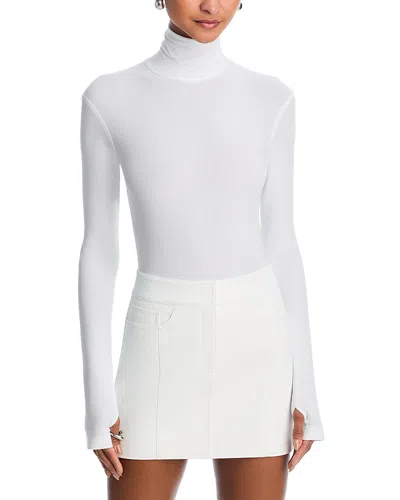 Norma Kamali Normal Kamali Turtleneck Long Sleeve Bodysuit In White