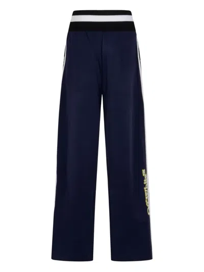 Off-white Logo Printed Drawstring Pants In Blue
