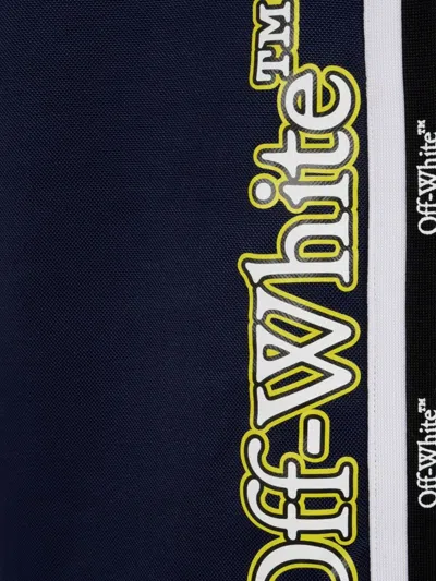 Off-white Logo Printed Drawstring Pants In Blue