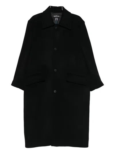 Ader Error Button Flap-pocket Coat In Black