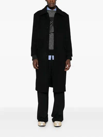 Ader Error Button Flap-pocket Coat In Black
