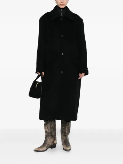Ader Error Button Flap-pocket Coat In Black