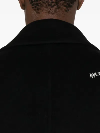 Ader Error Button Flap-pocket Coat In Black