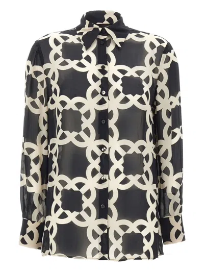 Elena Miro' Geometric-pattern Buttoned Shirt In Black