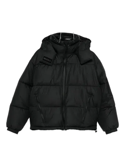 Hugo Boss Detachable-hood Puffer Jacket In Black
