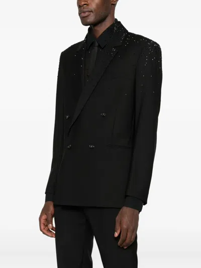 Patrizia Pepe Rhinestone-embellished Blazer In Black
