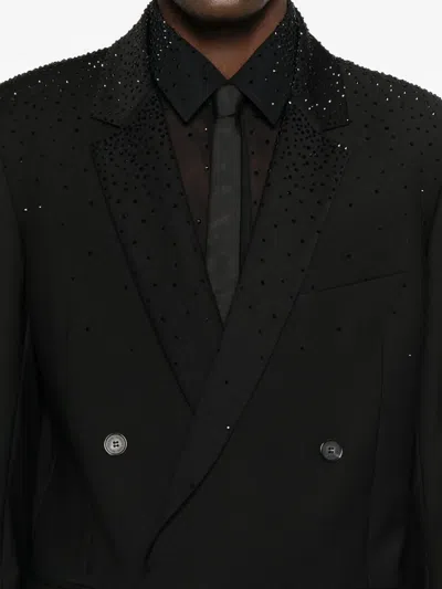 Patrizia Pepe Rhinestone-embellished Blazer In Black