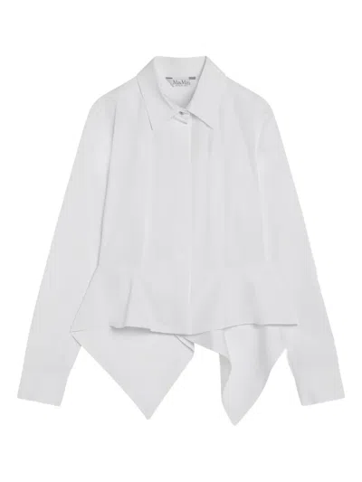 Max Mara Logo-button Long-sleeve Shirt In White