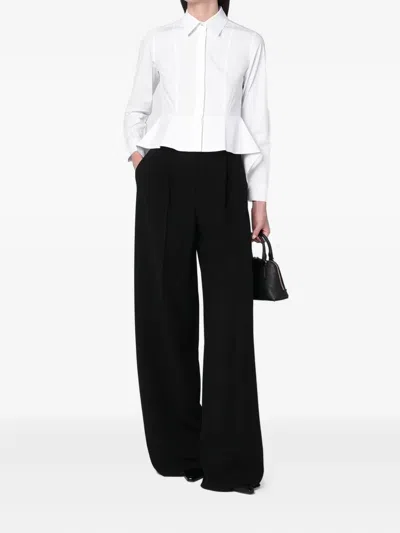 Max Mara Logo-button Long-sleeve Shirt In White