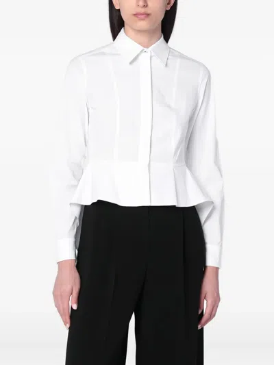 Max Mara Logo-button Long-sleeve Shirt In White