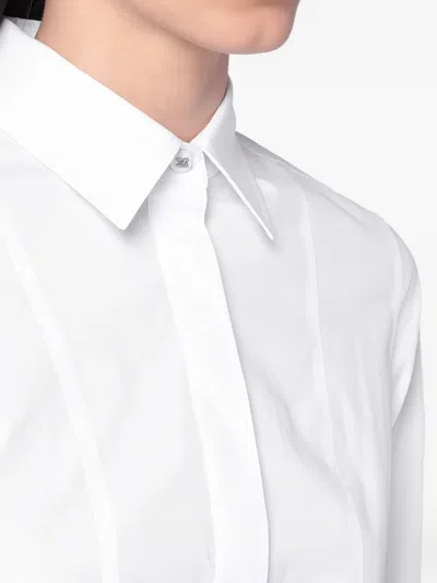 Max Mara Logo-button Long-sleeve Shirt In White