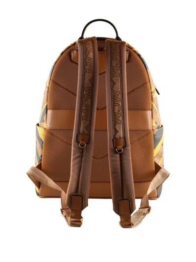 Mcm Chevron-print Backpack In Brown