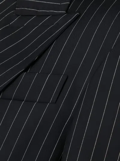 Max Mara Striped-pattern Double-breasted Blazer In Black