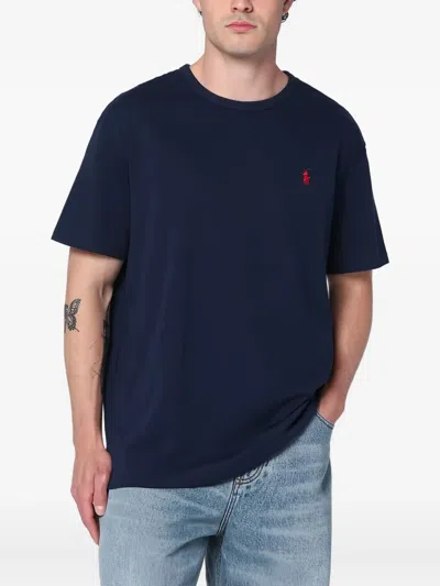 Polo Ralph Lauren Navy Blue Cotton Classic-fit T-shirt In Blue