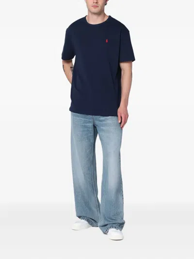 Polo Ralph Lauren Navy Blue Cotton Classic-fit T-shirt In Blue