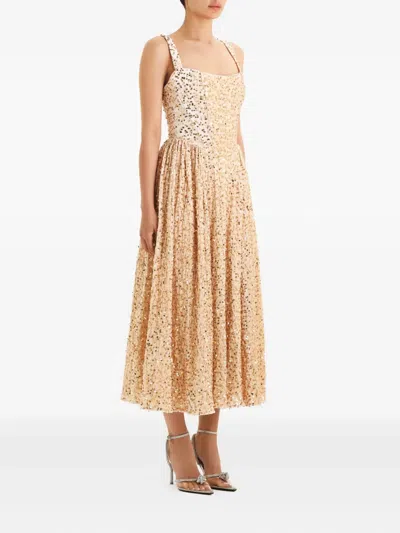 Post Meridiem Sequin Corset Midi Dress In Neutral