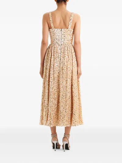 Post Meridiem Sequin Corset Midi Dress In Neutral