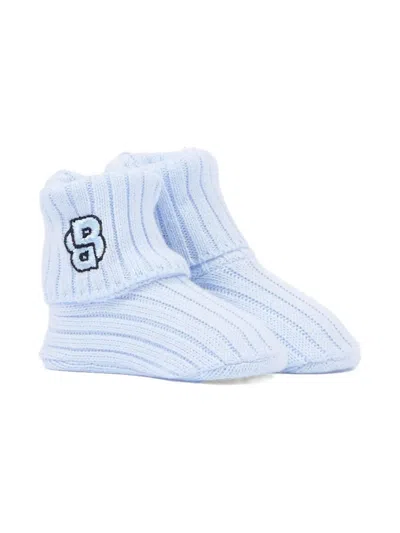 Bosswear Embroidered Ribbed Pre-walkers In Blue