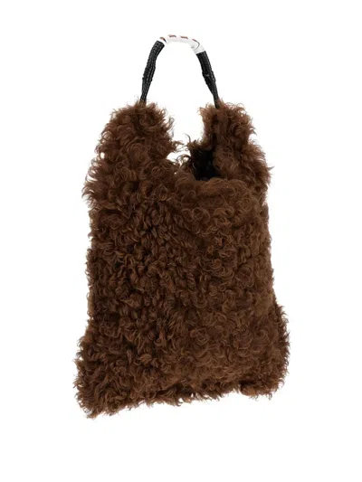 Plan C Handle Shoulder Bag In Brown