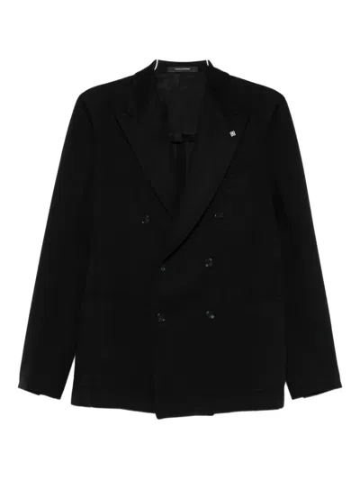 Tagliatore Peak-lapel Double-breasted Blazer In Black
