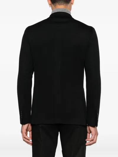 Tagliatore Peak-lapel Double-breasted Blazer In Black