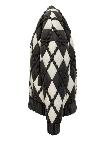 Raxxy Two-tone Quilted Jacket With Pattern In Black