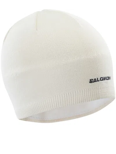 Salomon Logo-embroidered Beanie Hat In White