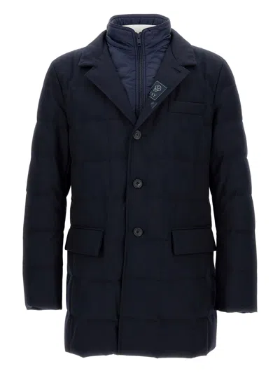 Fay Double-breasted Down Jacket In Blue