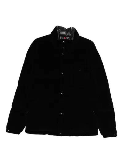 Moncler Serrant Short Velvet Puffer In Black