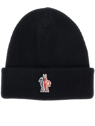 Moncler Relaxed Style Ribbed Cuff Hat In Black