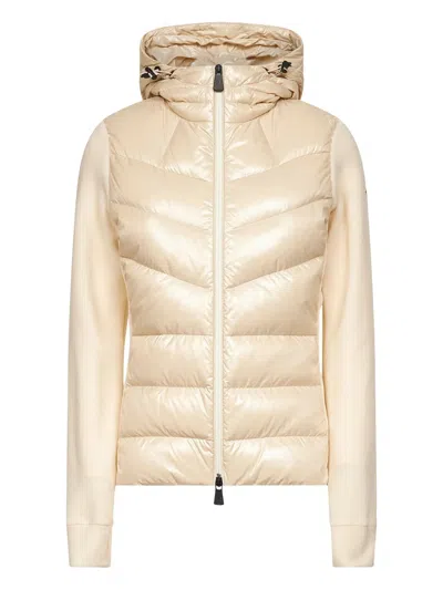 Moncler Ivory Zip-up Hooded Padded Cardigan In White