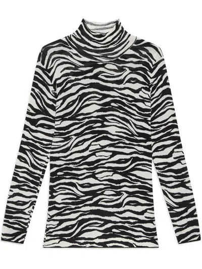 Maliparmi Zebra-print Mock-neck Top In Multi