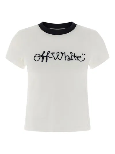 Off-white T-shirt With Embroidered Logo In White
