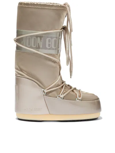 Moon Boot Moonboot Metallic Boots With Lace-up Design In Brown