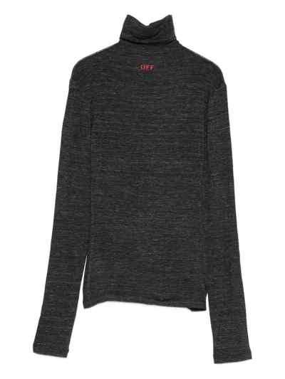 Off-white Fitted Long-sleeve Turtleneck Sweater In Red In Black