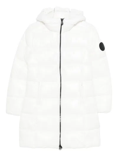 Save The Duck Quilted Mid-length Jacket With Hood In White