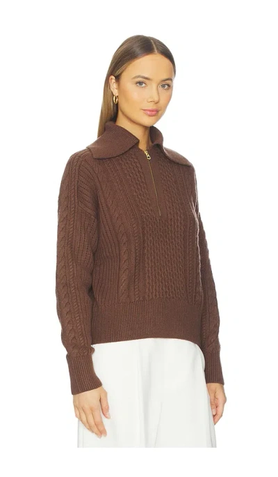 Varley Camello Relaxed Cable Half Zip Sweater In Brown