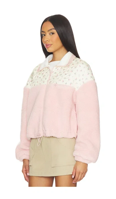For Love & Lemons Saide Floral Fleece Jacket In Multi