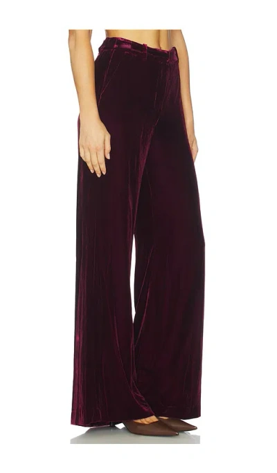 L'agence Velvet Livvy Straight Trousers In Burgundy