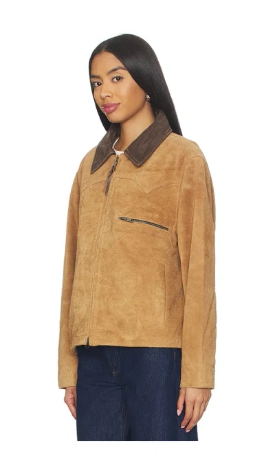 Found Suede Terracotta Work Jacket In Brown