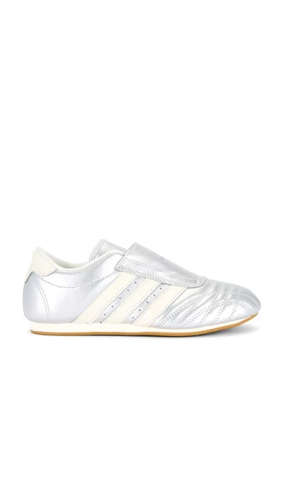 Adidas Originals Three-stripe Metallic-leather Sneakers In White