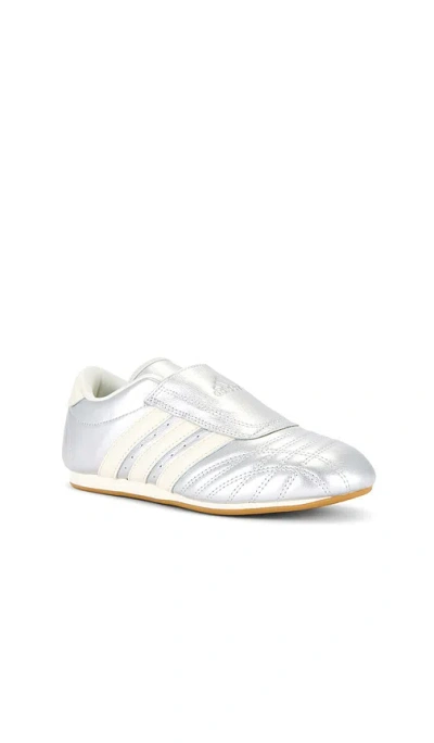 Adidas Originals Three-stripe Metallic-leather Sneakers In White