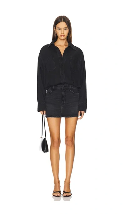Good American Denim Shirt Dress In Black