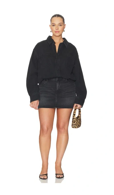 Good American Denim Shirt Dress In Black