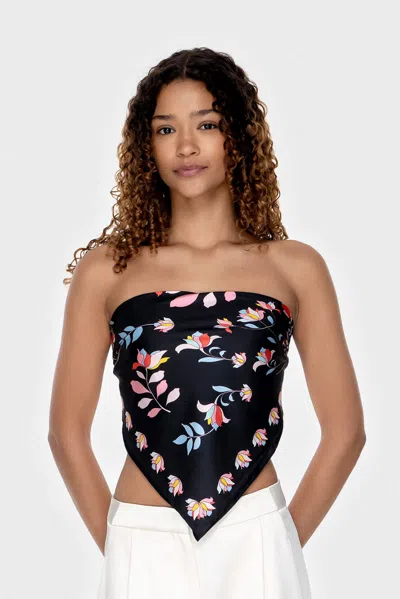 Jessie Zhao New York Blooming Night Double Sided Silk Scarf In Black