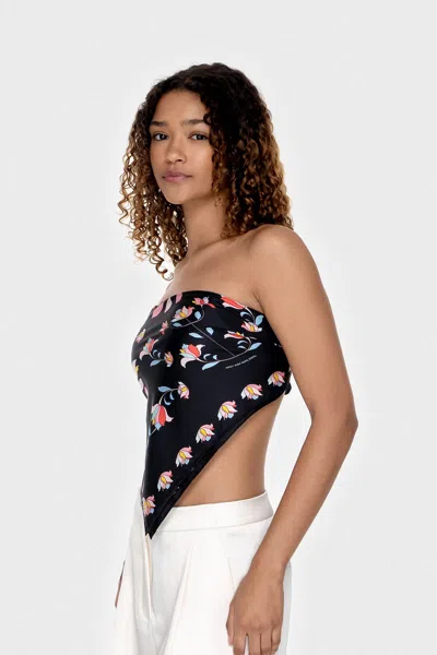 Jessie Zhao New York Blooming Night Double Sided Silk Scarf In Black