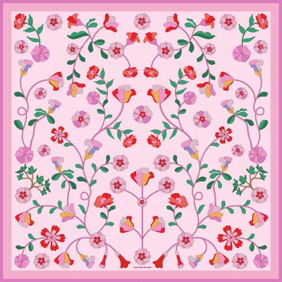 Jessie Zhao New York Blush Botanica Double Sided Silk Scarf In Pink