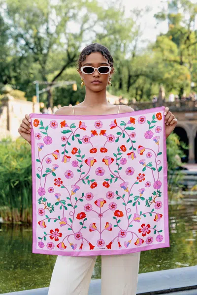 Jessie Zhao New York Blush Botanica Double Sided Silk Scarf In Pink